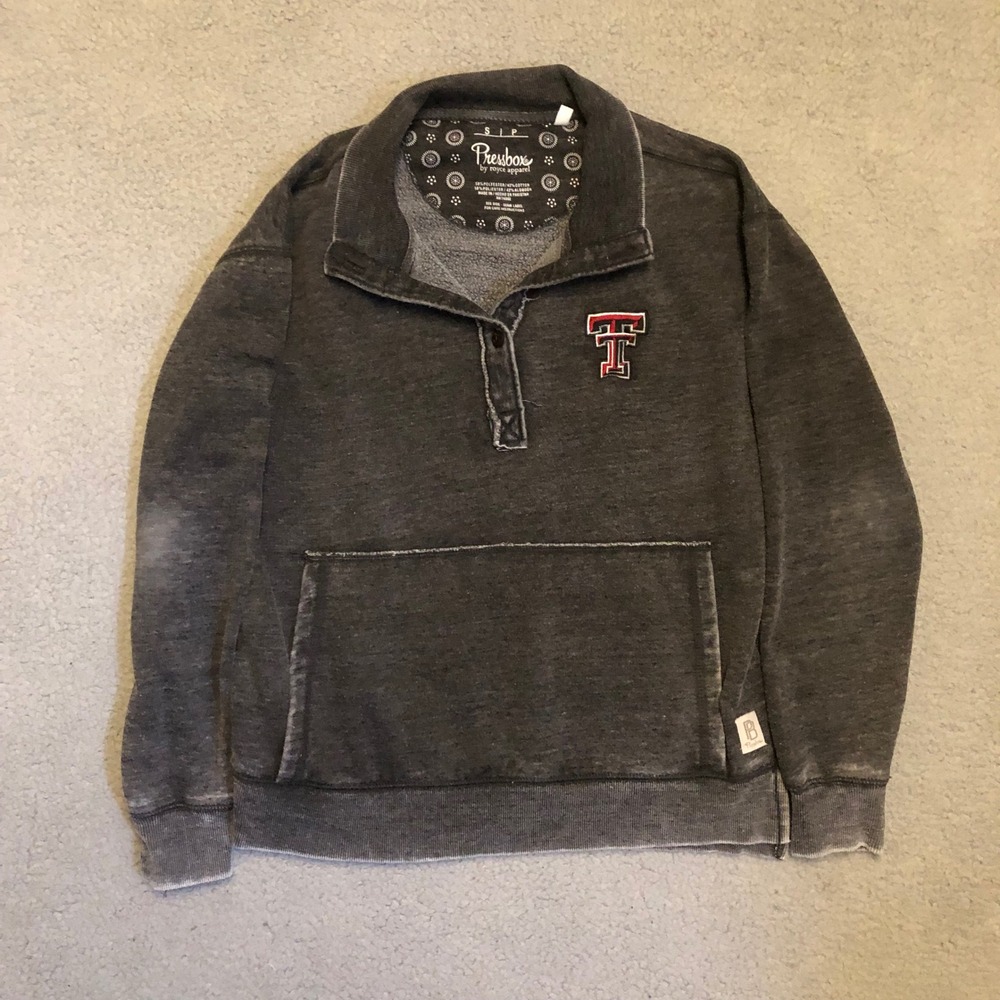 Vtg Style Texas Tech Red Raiders Pressbox Charcoal Acid Wash  Sweatshirt S